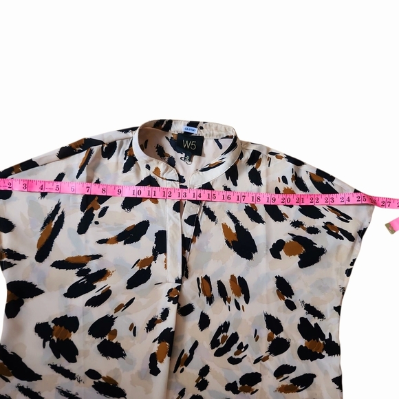 W5 Leopard, Animal Print Women's Top, Blouse Beige, Brown- Sz M, Soft Mob Wife - Picture 9 of 11